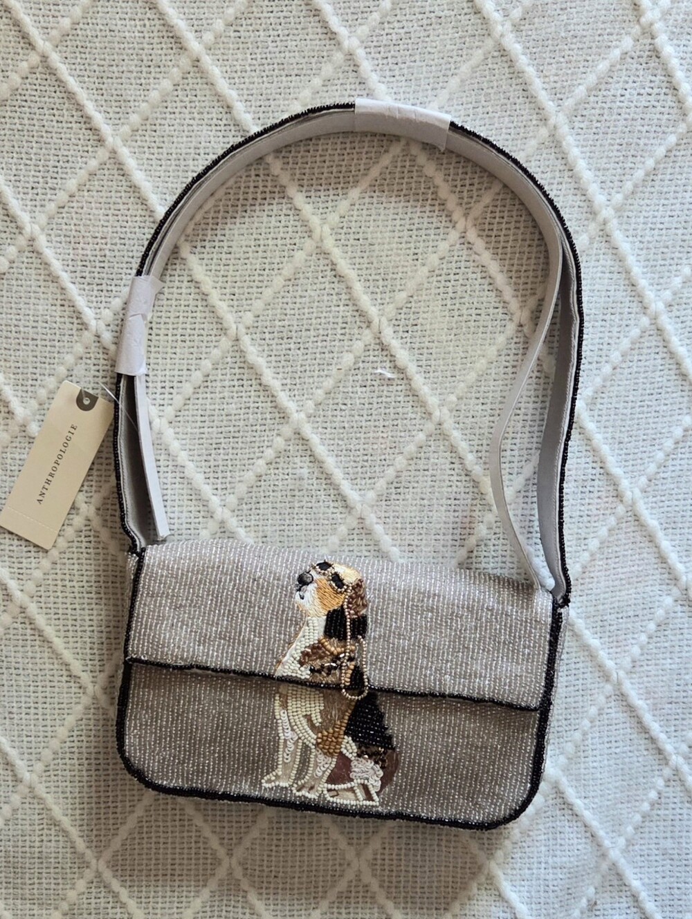 Anthropologie The Fiona Beaded Bag Animal Edition in Beagle